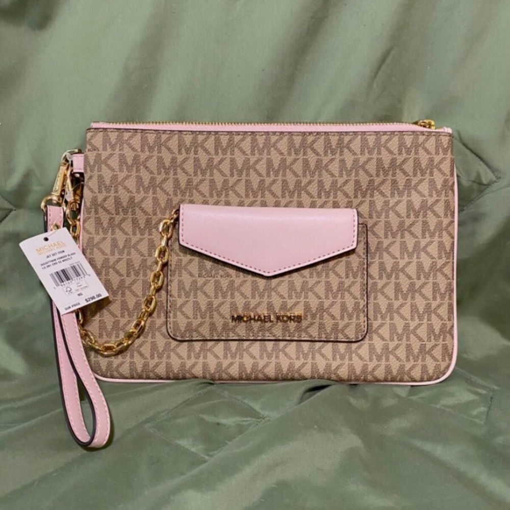 NWT Michael Kors Jet Set 2 in 1 Wristlet w/Card Pouch - Blush